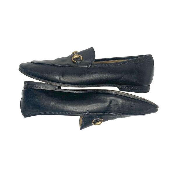 Gucci Jordaan Horsebit Loafers EU 36 US 6 Black Leather Flat Slip On Shoes - Picture 5 of 11